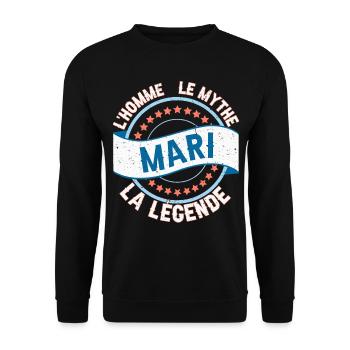 Mari L'Homme Le Mythe La Légende - Sweat-shirt Unisexe - noir - Devant - Alina (178cm) & Michal (187cm)