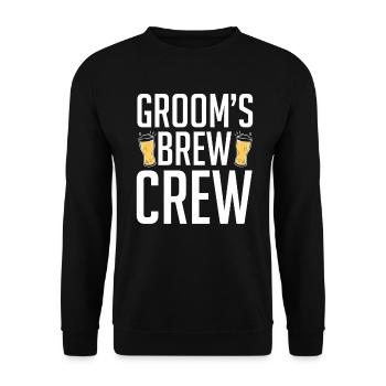 Groom's Brew Crew Funny Groomsmen Bachelor Party - Unisex Sweatshirt - black - Front - Alina (178cm) & Michal (187cm)