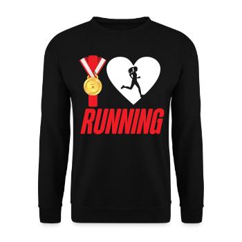 Running Runner Half Marathon Heart - Unisex Pullover - Schwarz - Vorne - Alina (178cm) & Michal (187cm)