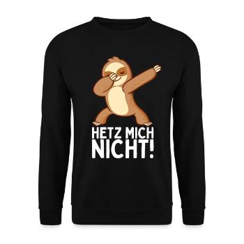 Dabbendes Faultier Spruch für Faulenzer - Unisex Pullover - Schwarz - Vorne - Alina (178cm) & Michal (187cm)