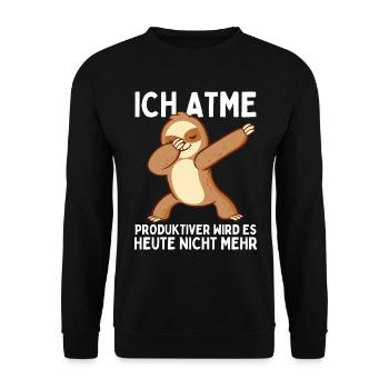 Dabbendes Faultier Spruch für Faulenzer - Unisex Pullover - Schwarz - Vorne - Alina (178cm) & Michal (187cm)