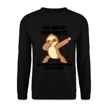 Dabbendes Faultier Spruch für Faulenzer - Unisex Pullover - Schwarz - Vorne - Alina (178cm) & Michal (187cm)
