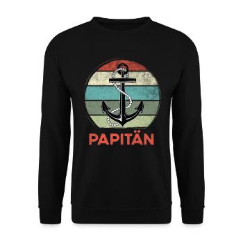 Papitän werdender Papa 2021 Vater Spruch Geschenk - Unisex Pullover - Schwarz - Vorne - Alina (178cm) & Michal (187cm)