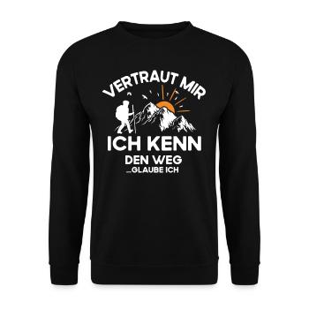 Wandern Vertrau mir ich kenne den Weg - Unisex Pullover - Schwarz - Vorne - Alina (178cm) & Michal (187cm)