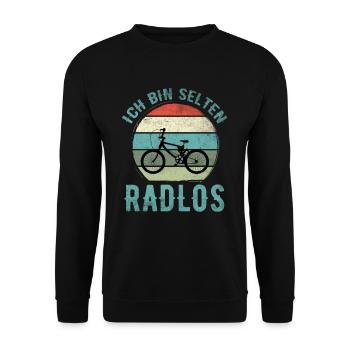 Ich Bin Selten Radlos - Fahrrad - Unisex Pullover - Schwarz - Vorne - Alina (178cm) & Michal (187cm)
