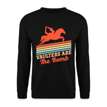 Pferdesport Voltigieren Bombenvoltigierer Reiten - Unisex Pullover - Schwarz - Vorne - Alina (178cm) & Michal (187cm)