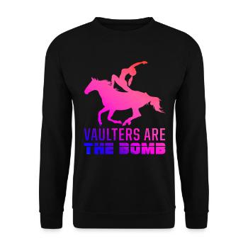 Pferdesport Voltigieren Bombenvoltigierer Reiten - Unisex Pullover - Schwarz - Vorne - Alina (178cm) & Michal (187cm)