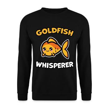 Goldfisch Geschenkidee Spruch - Unisex Pullover - Schwarz - Vorne - Alina (178cm) & Michal (187cm)