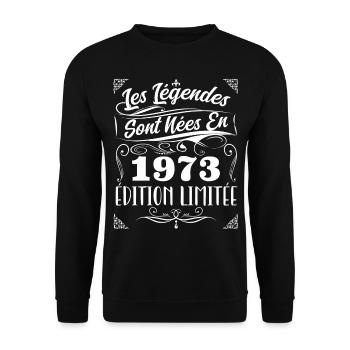 1973 les légendes sont nées en 1973 | vintage - Sweat-shirt Unisexe - noir - Devant - Alina (178cm) & Michal (187cm)
