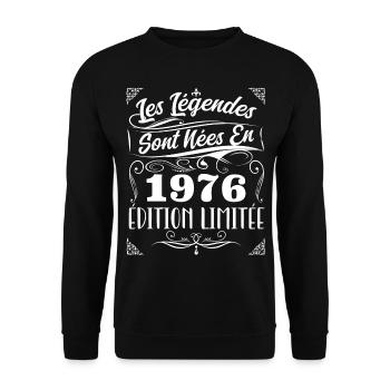 1976 les légendes sont nées en 1976 | vintage - Sweat-shirt Unisexe - noir - Devant - Alina (178cm) & Michal (187cm)