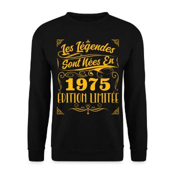 1975 les légendes sont nées en 1975 | vintage !! - Sweat-shirt Unisexe - noir - Devant - Alina (178cm) & Michal (187cm)