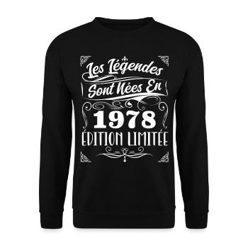 1978 les légendes sont nées en 1978 | vintage - Sweat-shirt Unisexe - noir - Devant - Alina (178cm) & Michal (187cm)