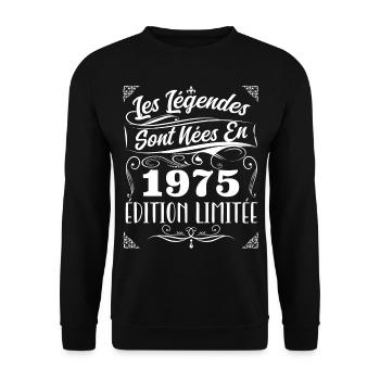 1975 les légendes sont nées en 1975 | vintage - Sweat-shirt Unisexe - noir - Devant - Alina (178cm) & Michal (187cm)