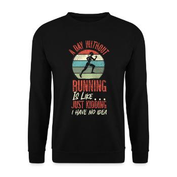 Running Runner Half Marathon - Unisex Pullover - Schwarz - Vorne - Alina (178cm) & Michal (187cm)