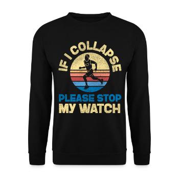 Running Runner Half Marathon Retro - Unisex Pullover - Schwarz - Vorne - Alina (178cm) & Michal (187cm)