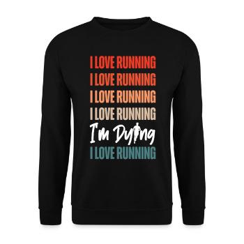 Running Runner Half Marathon - Unisex Pullover - Schwarz - Vorne - Alina (178cm) & Michal (187cm)
