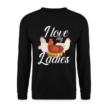 J’aime mes dames Poulet Poussins Poussins Poulets - Sweat-shirt Unisexe - noir - Devant - Alina (178cm) & Michal (187cm)