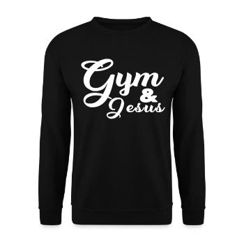 Gym and Jesus Christian Workout Sport Jesus - Unisex Pullover - Schwarz - Vorne - Alina (178cm) & Michal (187cm)