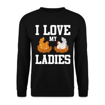 J’aime mes dames Poulet Poussins Poussins Poulets - Sweat-shirt Unisexe - noir - Devant - Alina (178cm) & Michal (187cm)
