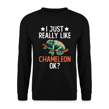I like Chameleon Lizard Reptile Pet Simple - Unisex Sweatshirt - black - Front - Alina (178cm) & Michal (187cm)