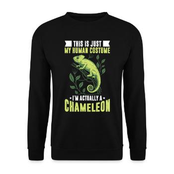 Human Costume Chameleon Lizard Reptile - Unisex Sweatshirt - black - Front - Alina (178cm) & Michal (187cm)