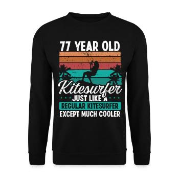 77 Birthday Kiteboarding 77 Years Old Kitesurfing - Unisex Pullover - Schwarz - Vorne - Alina (178cm) & Michal (187cm)