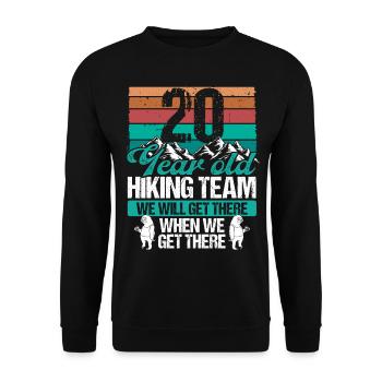20 Birthday Sloth Hiking Mountains 20 Year Old - Unisex Pullover - Schwarz - Vorne - Alina (178cm) & Michal (187cm)