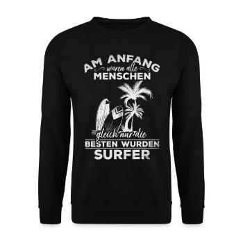 Surfing Water Surfer Surfer Wellenreiten Surfbrett - Unisex Pullover - Schwarz - Vorne - Alina (178cm) & Michal (187cm)