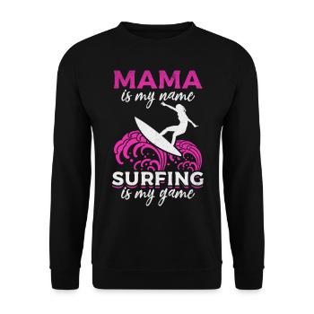 Surfing Mama est mon nom Le surf est mon jeu - Sweat-shirt Unisexe - noir - Devant - Alina (178cm) & Michal (187cm)