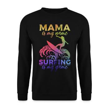 Surf sur l’eau Maman est mon nom Le surf est mon - Sweat-shirt Unisexe - noir - Devant - Alina (178cm) & Michal (187cm)