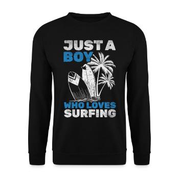 Surfboard Surfer Nur ein Junge, der das Surfen und - Unisex Pullover - Schwarz - Vorne - Alina (178cm) & Michal (187cm)