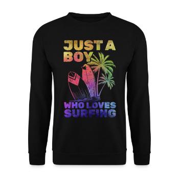 Water surfer Just a boy who wants to surf and - Unisex Sweatshirt - black - Front - Alina (178cm) & Michal (187cm)