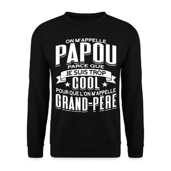 Papou Fete Des Grand Pères Papy - Sweat-shirt Unisexe - noir - Devant - Alina (178cm) & Michal (187cm)