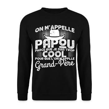 Papou Fete Des Grand Pères Papy - Sweat-shirt Unisexe - noir - Devant - Alina (178cm) & Michal (187cm)
