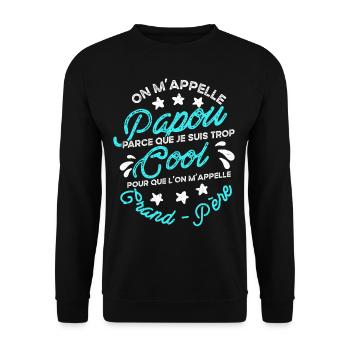 Papou Fete Des Grand Pères Papy - Sweat-shirt Unisexe - noir - Devant - Alina (178cm) & Michal (187cm)