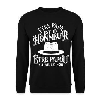 Être Papou N'a Pas De Sans Prix - Sweat-shirt Unisexe - noir - Devant - Alina (178cm) & Michal (187cm)