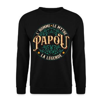 Papou Fete Des Grand Pères Papy - Sweat-shirt Unisexe - noir - Devant - Alina (178cm) & Michal (187cm)