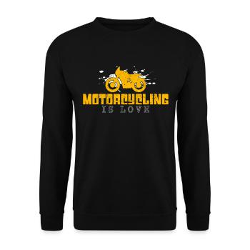 Motorrad fahren Spruch - Unisex Pullover - Schwarz - Vorne - Alina (178cm) & Michal (187cm)