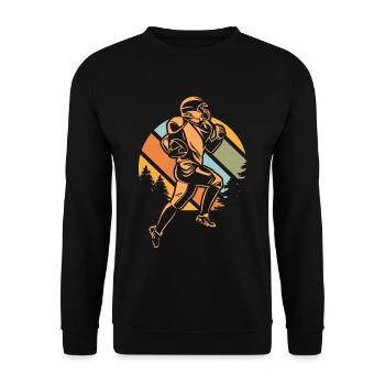 Retro Vintage American Football Sport - Unisex Pullover - Schwarz - Vorne - Alina (178cm) & Michal (187cm)