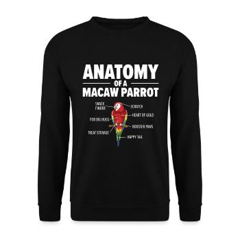 Macaw Anatomy Birdwatching Parrot Bird Lover - Unisex Sweatshirt - black - Front - Alina (178cm) & Michal (187cm)