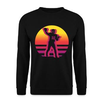 Retro Vintage American Football Sport - Unisex Pullover - Schwarz - Vorne - Alina (178cm) & Michal (187cm)