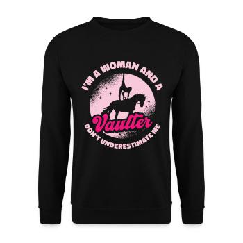 Pferdesport Voltigieren Voltigierer Reiten - Unisex Pullover - Schwarz - Vorne - Alina (178cm) & Michal (187cm)