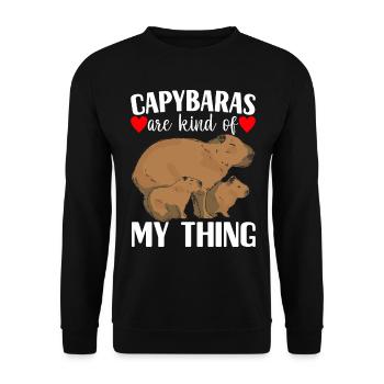 Capybara Wasserschwein - Sweat-shirt Unisexe - noir - Devant - Alina (178cm) & Michal (187cm)