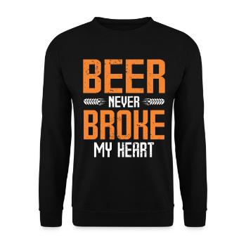 Beer Never Broke My Heart Festival Bier - Unisex Pullover - Schwarz - Vorne - Alina (178cm) & Michal (187cm)
