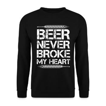 Beer Never Broke My Heart Festival Bier - Unisex Pullover - Schwarz - Vorne - Alina (178cm) & Michal (187cm)