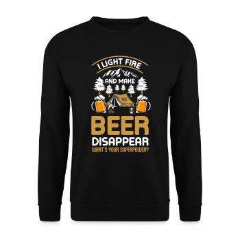 I Light Fires And Make Beer Disappear Camping - Unisex Sweatshirt - black - Front - Alina (178cm) & Michal (187cm)