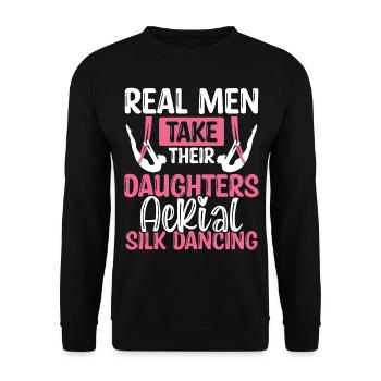 Dancer Real Men take their Aerial Silk Dancing - Unisex Sweatshirt - black - Front - Alina (178cm) & Michal (187cm)