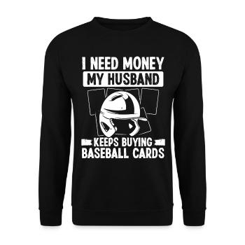 Collectionneur de cartes de baseball Épouse Jeu de cartes de sport - Sweat-shirt Unisexe - noir - Devant - Alina (178cm) & Michal (187cm)