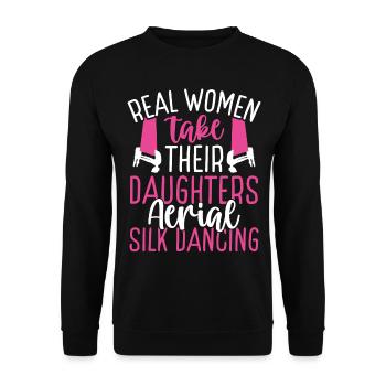 Dancer Real Women take their Aerial Silk Dancing - Unisex Sweatshirt - black - Front - Alina (178cm) & Michal (187cm)