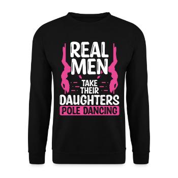 Pole Dance Real Men take their Pole Dancing - Unisex Pullover - Schwarz - Vorne - Alina (178cm) & Michal (187cm)